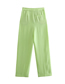 Fashion Green Solid Pleated Straight-leg Trousers