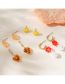 Fashion Pink Alloy Rice Bead Braided Flower Glass Heart Earrings Set