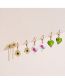 Fashion Gold Alloy Print Pearl Glass Heart Flower Earring Set