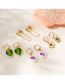 Fashion Gold Alloy Print Pearl Glass Heart Flower Earring Set