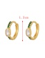 Fashion Green Brass Set Zircon Round Earrings