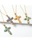 Fashion 8# Bronze Diamond Drop Oil Cross Eye Necklace