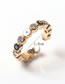 Fashion Blue Copper Gold Plated Oil Drop Eye Open Ring