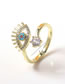 Fashion 2# Brass Gold Plated Diamond Eye Open Ring