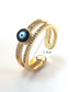 Fashion 2# Brass Gold Plated Diamond Drip Oil Eye Open Ring