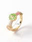 Fashion Green Copper Drip Daisy Ring