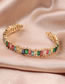 Fashion Color Zirconium Bracelet With Colored T Shape In Gold Plated Copper