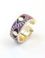 Fashion Navy Blue Copper Gold Plated Oil Drop Eye Open Ring