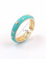 Fashion Blue Gold Plated Brass Oil Spotted Ring