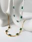 Fashion Gold Titanium Steel Set Square Green Zirconium Snake Bone Chain Necklace