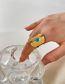 Fashion Gold Titanium Wide-face Turquoise Open Ring