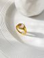 Fashion Gold Titanium Crescent White Shell Ring