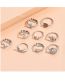 Fashion 2# Alloy Diamond Flower Crown Heart Ring Set