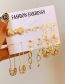 Fashion Gold Alloy Pentagram Heart Pin Earrings Set