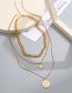 Fashion Gold Alloy Geometric Round Diamond Multilayer Necklace