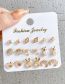 Fashion Gold Alloy Inlaid Pearl Rabbit Star Crescent Geometric Stud Earrings Set
