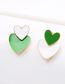 Fashion Green And White Drip Oil Double Heart Stud Earrings