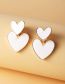 Fashion Green And White Drip Oil Double Heart Stud Earrings