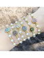 Fashion Blue Pine Copper Gold Plated Beaded Diamond Smiley Bracelet