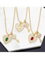 Fashion Green Brass Diamond Heart Key Necklace