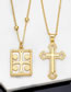Fashion A Solid Copper Geometric Alphabet Cross Necklace
