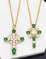 Fashion B Bronze Zirconium Pearl Cross Necklace
