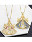 Fashion Blue Brass And Diamond Geometric Scallop Necklace