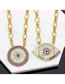 Fashion B Bronze Zirconium Eye Circle Necklace