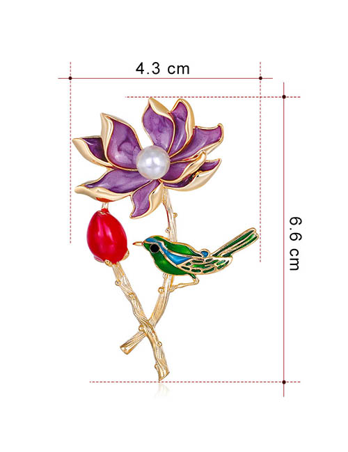 Fashion Color Alloy Geometric Flower Bird Brooch