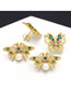 Fashion C Bronze Zirconium Butterfly Stud Earrings