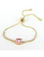 Fashion Pink Brass Set Round Zirconium Pull Bracelet