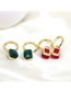 Fashion Green Brass Set Square Zirconium Earrings