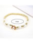 Fashion Rose Red Brass Gold Plated Pearl Beaded Diamond Arch Bracelet
