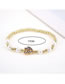 Fashion White Copper Gold Plated Pearl Beaded Diamond Number Bracelet