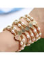 Fashion Rose Red Gold Plated Copper Beaded Diamond Leaf Bracelet