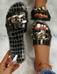 Fashion Black Round Toe Metal Chain Flat Slippers