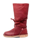 Fashion Red Pu Round Toe Chunky Heel Boots