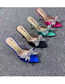 Fashion Blue Satin Pointed Bow Rhinestone Stiletto Slippers