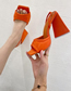 Fashion Green Satin Square-toe Block-heel Slip-on Sandals