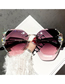 Fashion Gradient Purple Alloy Diamond Large Square Frame Sunglasses