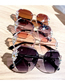 Fashion Gradient Coffee Alloy Diamond Large Square Frame Sunglasses