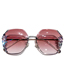Fashion Brown Alloy Diamond Large Square Frame Sunglasses