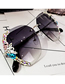 Fashion Gradient Purple Alloy Diamond Large Frame Sunglasses
