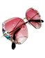Fashion White Sheet Alloy Diamond Large Frame Sunglasses