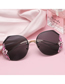 Fashion (upper Gray And Lower Powder) Crystal Flower Alloy Diamond Large Frame Sunglasses