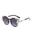 Fashion [black Frame Black Film] Rhinestone Cat's Eye Model Alloy Diamond Large Frame Sunglasses