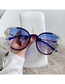 Fashion [gray Frame Gray Sheet] Rhinestone Cat's Eye Alloy Diamond Large Frame Sunglasses