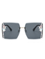Fashion 【blue Tea Pieces】diamonds Alloy Diamond Large Frame Sunglasses