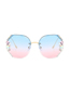 Fashion Gradient Tan Chip With Diamonds Alloy Diamond Large Frame Polygon Sunglasses
