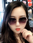 Fashion 【iced Tea】 Alloy Diamond Large Frame Sunglasses